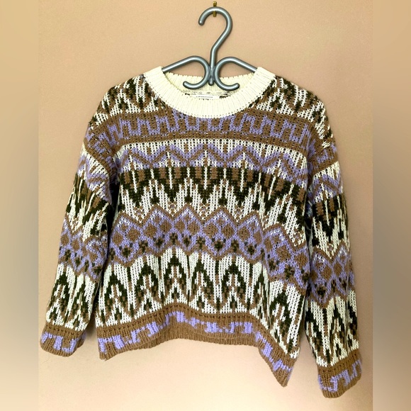 Anthropologie Fabiana Alpaca Wool Blend Fair Isle Knit Cropped Sweater - sz XS - Picture 4 of 14
